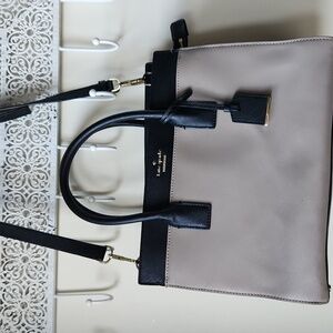 Kate Spade New York Black Taupe bag purse crossbody Leather